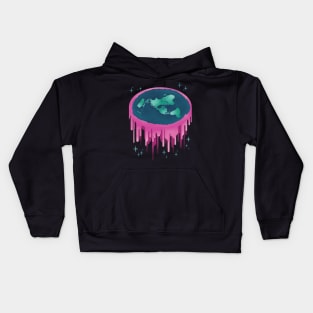 Neon Drippy Flat Earth Kids Hoodie